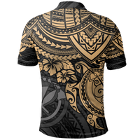 Hawaii Polo Shirt Kanaka Maoli Gold Turtle Hibiscus - Polynesian Pride