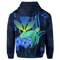 Hawaii Turtle Hibiscus Polynesian Hoodie Zip Jade Stone AH - Polynesian Pride