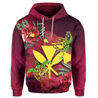 Kanaka Map Turtle Hibiscus Hoodie Red Velvet AH - Polynesian Pride