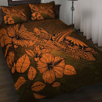 Hawaii Turtle Reach To The Sky Hibiscus Quilt Bed Set - Orange - AH - Polynesian Pride