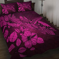 Hawaii Turtle Reach To The Sky Hibiscus Quilt Bed Set - Pink - AH - Polynesian Pride