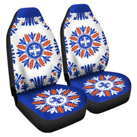 Hawaiian Quilt Heliconia Flowers Car Seat Covers - AH Universal Fit Blue - Polynesian Pride