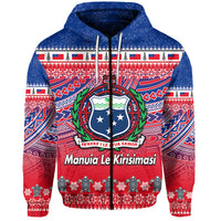 Samoa Christmas Manuia Le Kirisimasi Zip Hoodie LT6 Unisex Red - Polynesian Pride