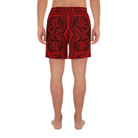 Polynesian Symmetry Red Men's Athletic Long Shorts - Polynesian Pride
