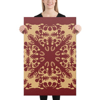 Hawaiian Quilt Vintage Canvas 24x36 Canvas White - Polynesian Pride