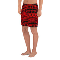 Polynesian Tattoo Tribal Red Men's Athletic Long Shorts - Polynesian Pride