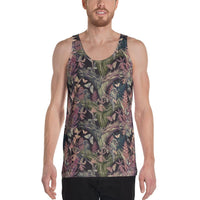 Palm Leaves, Tropical Flowers Hawaii Men's Tank Top AH White - Polynesian Pride