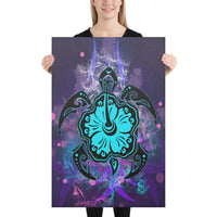 Turtle Hibiscus Galaxy Violet Canvas 24x36 Canvas Violet - Polynesian Pride