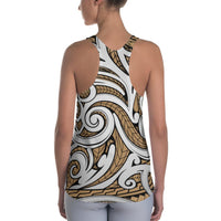 Polynesian Maori Ethnic Ornament Gold Hawaii Women's Racerback Tank Top - Polynesian Pride