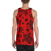 Polynesian Turtle Palm And Sea Pebbles Red - Hawaii Men's Tank Top - Polynesian Pride