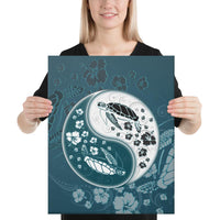 Yinyang Turtle Hibiscus Canvas 16x20 Canvas White - Polynesian Pride