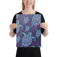 Turtle Neon Canvas 12x16 Canvas White - Polynesian Pride