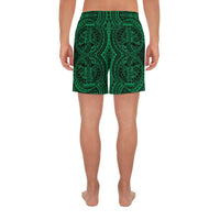 Polynesian Symmetry Green Men's Athletic Long Shorts - Polynesian Pride
