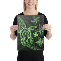 Kanaka Map Hibiscus Plumeria Turtle Art Green Polynesian Canvas 12x16 Canvas Green - Polynesian Pride