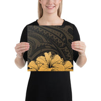 Royal Hibiscus Polynesian Tribal Golden Canvas 12x12 Canvas Gold - Polynesian Pride