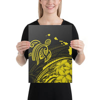 Hawaii Turtle Polynesian Map Plumeria Yellow Canvas 12x16 Canvas Yellow - Polynesian Pride