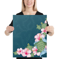 Hibiscus Turtle Dance Canvas 16x20 Canvas White - Polynesian Pride