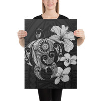 Hibiscus Plumeria Mix Polynesian Turtle Gray Canvas 18x24 Canvas Gray - Polynesian Pride