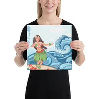 Hula Dance Cartoon Canvas 12x12 Canvas White - Polynesian Pride
