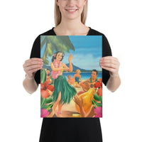 Hula Dance On Beach Canvas 12x16 Canvas White - Polynesian Pride