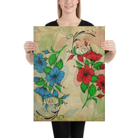 Hibibus Blue And Red Canvas 18x24 Canvas Blue - Polynesian Pride