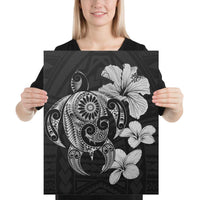Hibiscus Plumeria Mix Polynesian Turtle Gray Canvas 16x20 Canvas Gray - Polynesian Pride