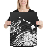 Hawaii Turtle Polynesian Map Plumeria White Canvas 16x20 Canvas White - Polynesian Pride
