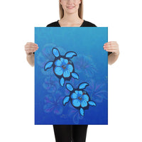 Turtle Hibiscus Ocean Canvas 18x24 Canvas White - Polynesian Pride