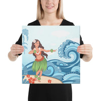 Hula Dance Cartoon Canvas 16x16 Canvas White - Polynesian Pride