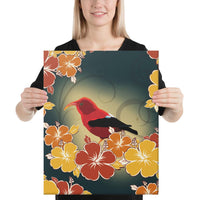 Honeycreeper Hibiscus Canvas 16x20 Canvas White - Polynesian Pride