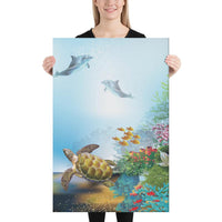 Ocean Cartoon Canvas 24x36 Canvas White - Polynesian Pride