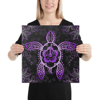 Turtle Hibiscus Violet Canvas 16x16 Canvas Violet - Polynesian Pride