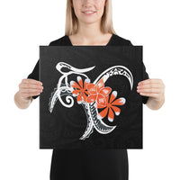 Plumeria Polynesia Orange Canvas 16x16 Canvas Orange - Polynesian Pride