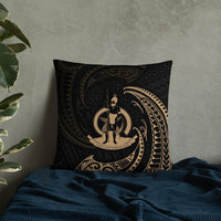 Vanuatu Polynesian Basic Pillow - Gold Tribal Wave Pillow 22×22 Black - Polynesian Pride