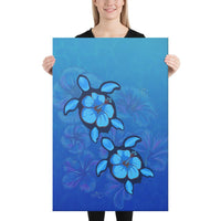 Turtle Hibiscus Ocean Canvas 24x36 Canvas White - Polynesian Pride