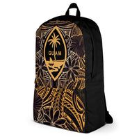 Guam Polynesian Backpack - Gold Hibiscus Coat Of Arms - Polynesian Pride