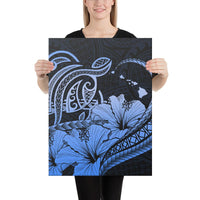 Hawaii Turtle Map Polynesian Blue Canvas 18x24 Canvas Blue - Polynesian Pride