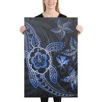 Kanaka Map Hibiscus Plumeria Turtle Art Blue Polynesian Canvas 24x36 Canvas Blue - Polynesian Pride