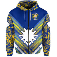 Nauru Polynesian Flag Zip Hoodie Creative Style Blue NO.1 LT8 - Polynesian Pride