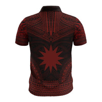 Nauru Polo Shirt Coat Of Arms Polynesian Chief Tattoo Red Version - Polynesian Pride