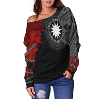 Nauru Polynesian Women's Off Shoulder Sweater - Polynesian Chain Style - Polynesian Pride