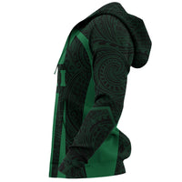 Hawaiian Kanaka Maoli Zip up Hoodie Sport Style Green Version - Polynesian Pride