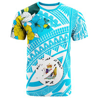 Niue T Shirt Polynesian Pattern Aquamarine Stone Color Unisex Blue - Polynesian Pride