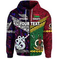 Custom Vanuatu New Zealand Zip Hoodie Together Purple LT8 - Polynesian Pride