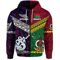 Custom Vanuatu New Zealand Zip Hoodie Together Purple, Custom Text and Number LT8 - Polynesian Pride