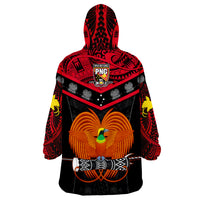 Papua New Guinea Rugby PNG Kumuls Bird Of Paradise Black Wearable Blanket Hoodie LT14 - Polynesian Pride
