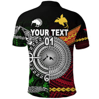 Custom New Zealand Papua New Guinea Polo Shirt Maori and Polynesian Together Green LT8 - Polynesian Pride