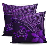 hawaiiPillow Cases - Hawaii Turtle Plumeria Purple One Size 18"x 18" (Twin Sides) (Set of 2) Purple - Polynesian Pride