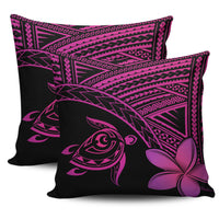 hawaiiPillow Cases - Hawaii Turtle Plumeria Pink One Size 18"x 18" (Twin Sides) (Set of 2) Pink - Polynesian Pride