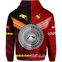 Papua New Guinea Tonga Zip Hoodie Polynesian Together Red LT8 - Polynesian Pride